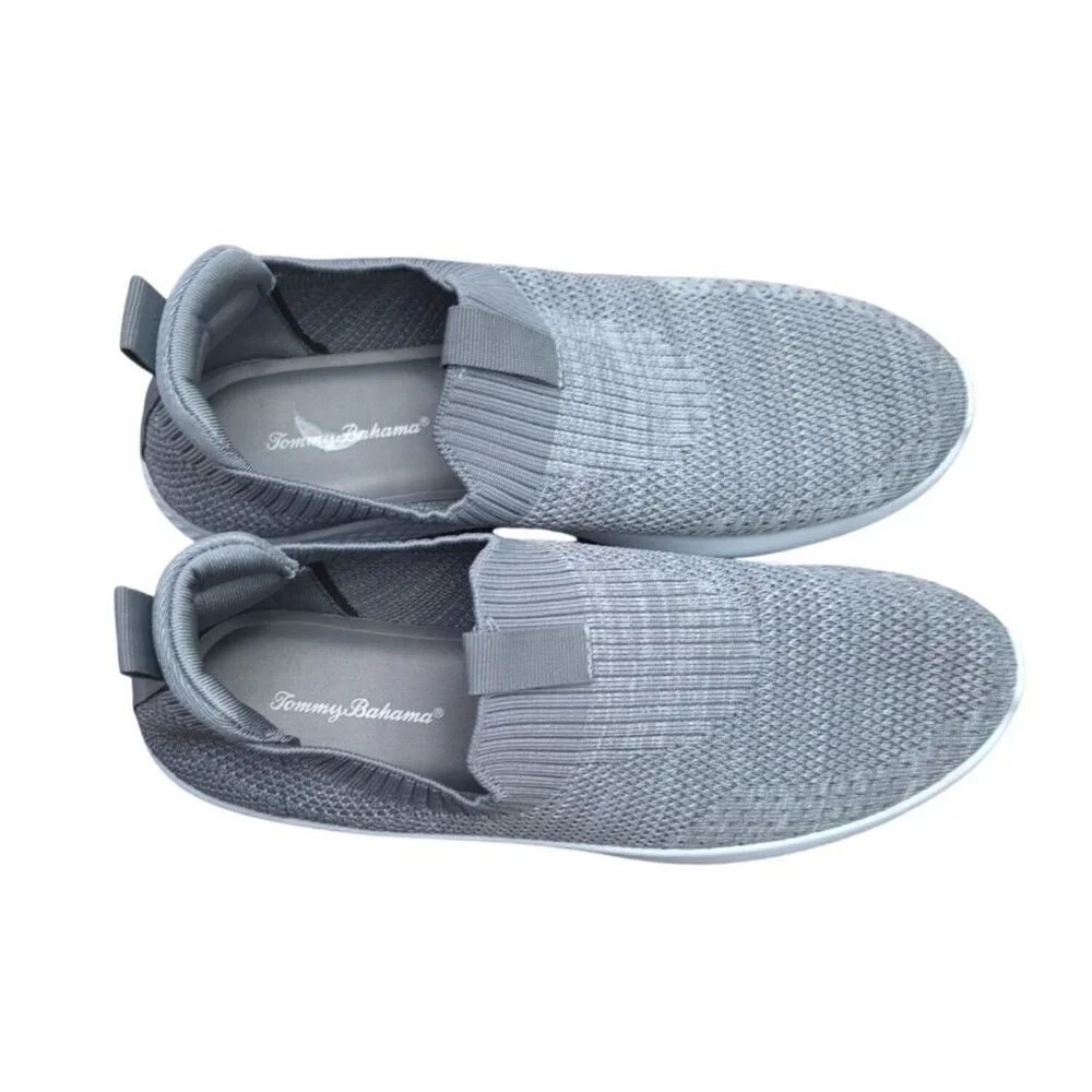 Tommy Bahama Womens Gray Knit Slip On Sneakers Lightweight Casual Size 9.